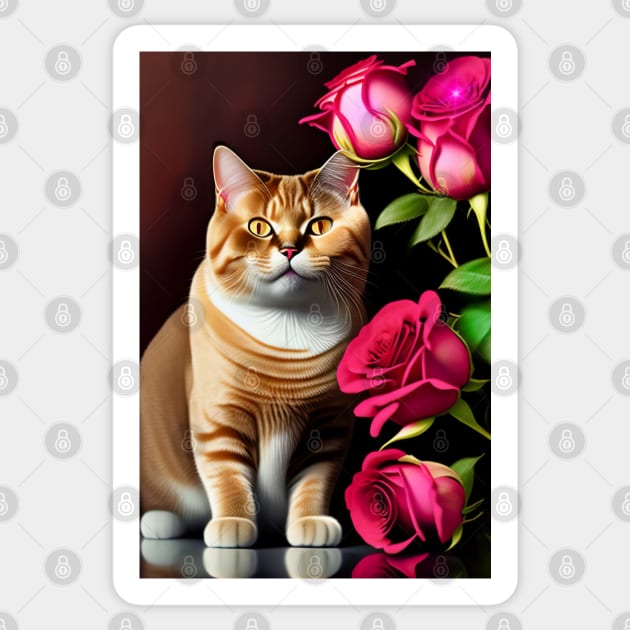 British Shorthair Cat Valentine Theme Sticker by Enchanted Reverie